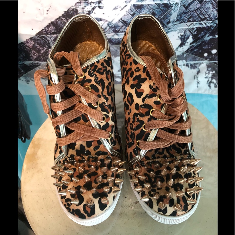 Sergio Todzi Studded Cheetah Wedge Booties
